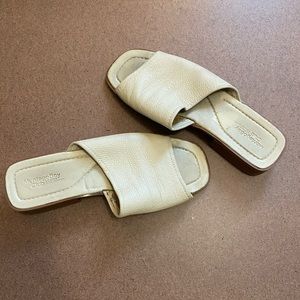 Cream leather slides